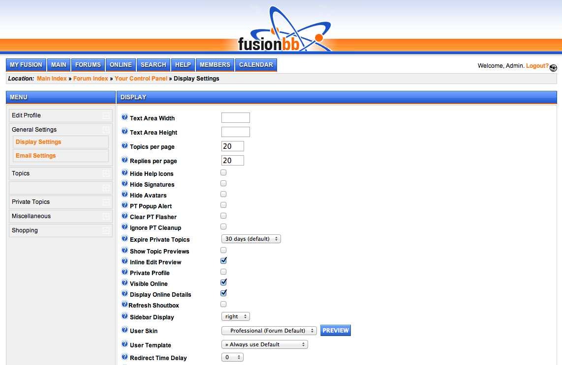 FusionBB - Display Settings